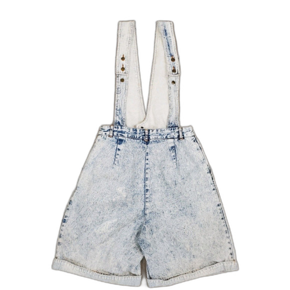 Vtg 80s G Pellini Acid Wash High Rise Pleated Denim Overalls Shortalls Mom Jeans - Picture 2 of 16